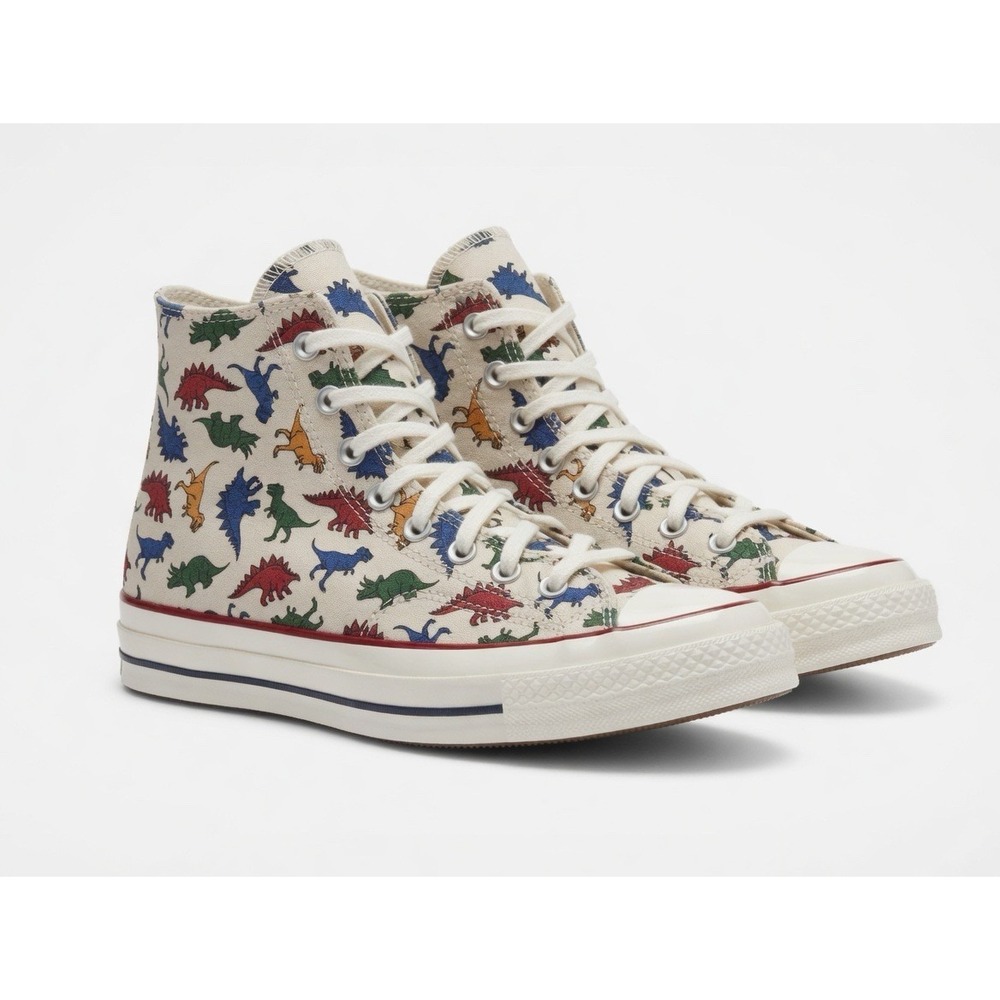 Converse Dino Print High Top Sneakers Mens 9.5 Womens 11.5 Canvas Chuck
